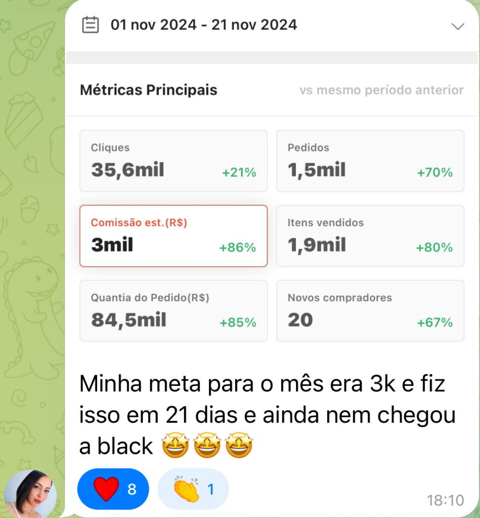 Veja como una mentorada conseguiu este valor em novembro!